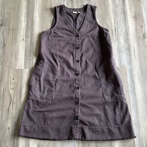 Gap Sleeveless V Neck A Line Dress Taupe Cotton/lyocell With Pockets Size Small